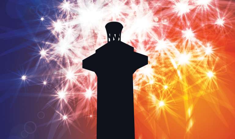 Monument and fireworks